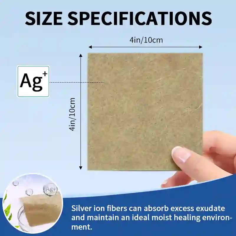 Antimicrobial Silver Alginate Wound Dressing 10x10cm - Highly Absorbent Calcium Fibrous Pad for Cavity Filling - Image 3