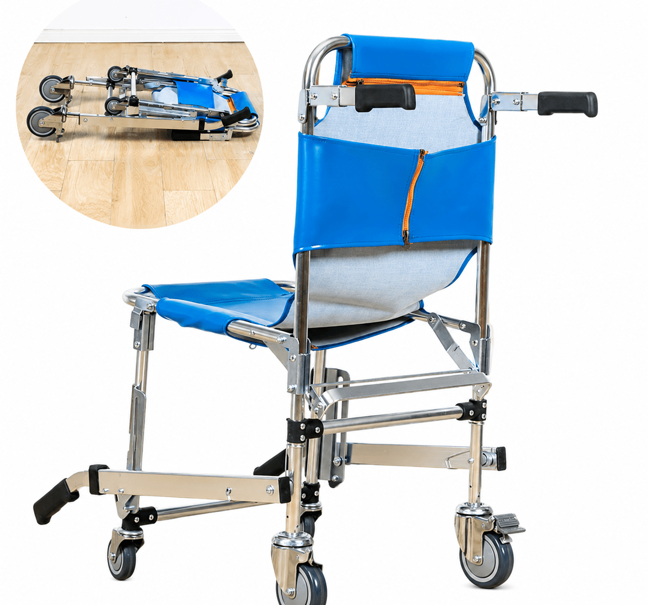 Heavy-Duty Wheeled Medical Stair Stretcher - Multifunctional Foldable Patient Evacuation Chair - Image 2